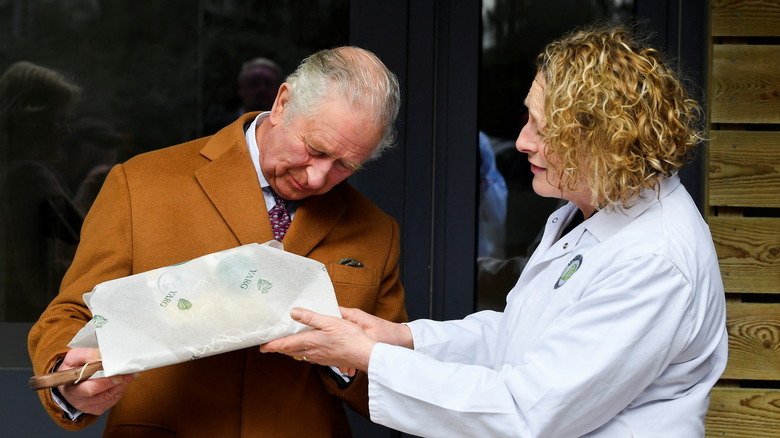 King Charles III holding yarg