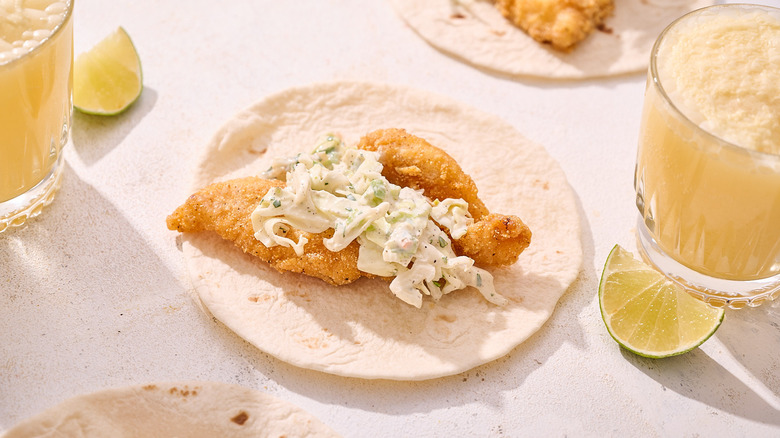 catfish taco on table