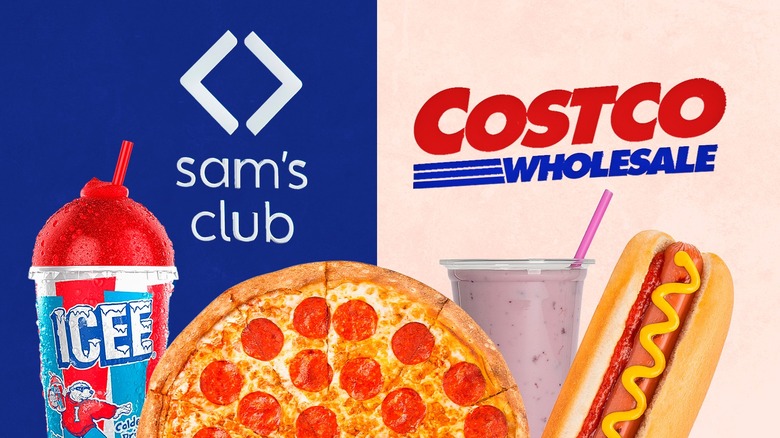 Composite image featuring Sam's Club and Costco food court items