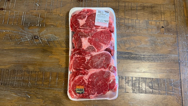 Costco ribeye in packaging