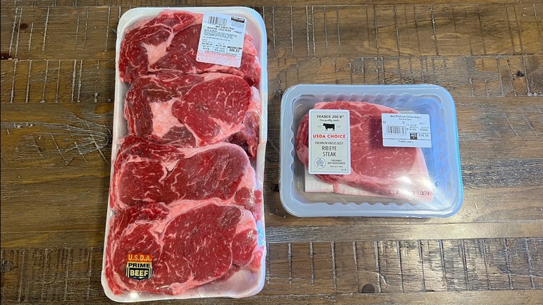 Costco and Trader Joe's ribeye in packaging