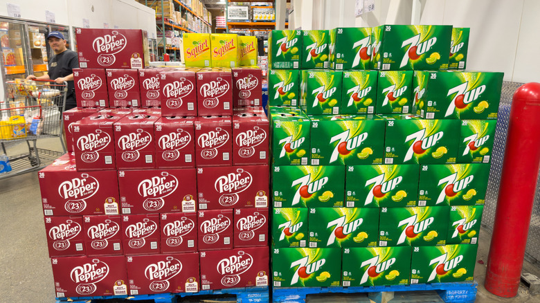 Boxes of soda at Costco