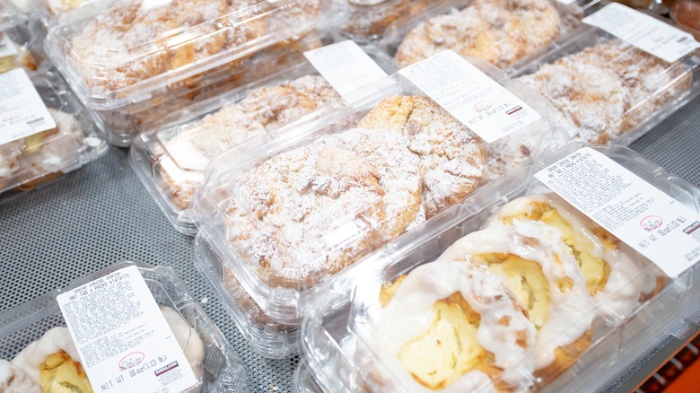 Stacks of packaged Costco danishes 