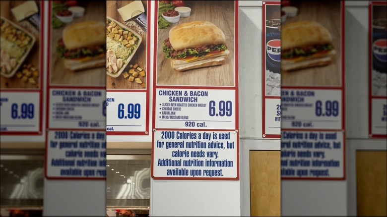 Costco food court menu board