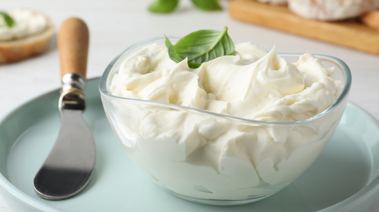 bowl of cream cheese