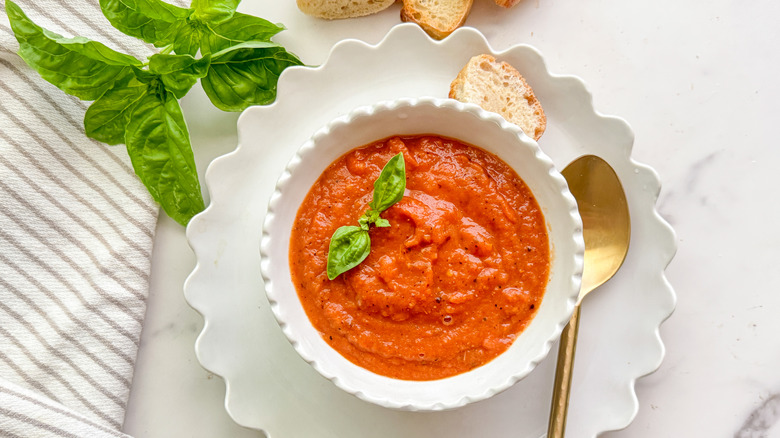 white bowl of soup