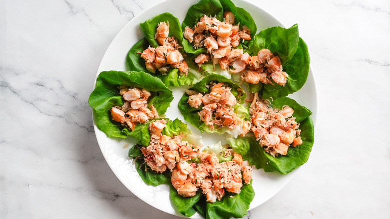 lettuce wraps on white plate