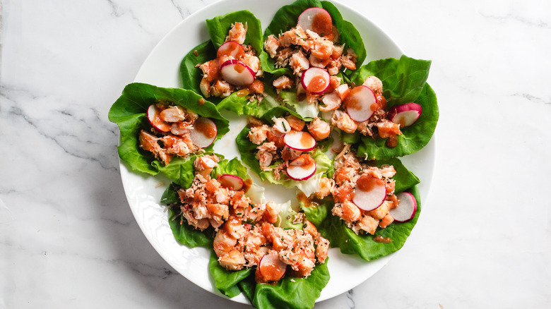 lettuce wraps on white plate