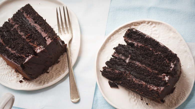 chocolate cake slices on plate