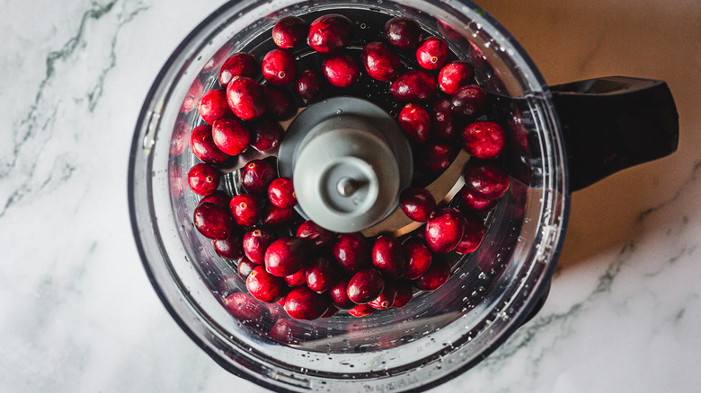 Cranberries in food processor