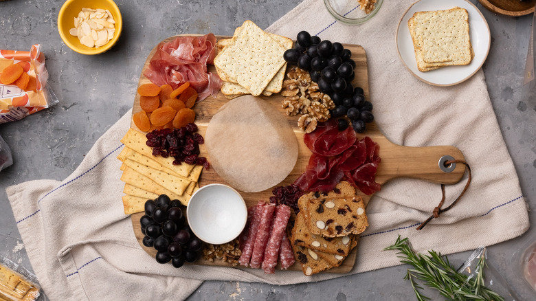 top-down view of charcuterie board