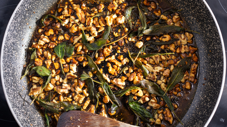 Sage walnut burnt butter in pan 