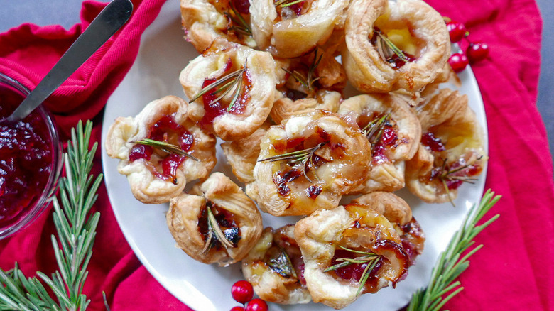cranberry brie bites on plate