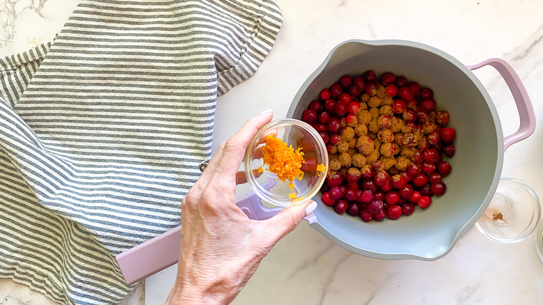 adding zest to pot