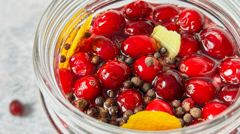 spices in cranberry vodka