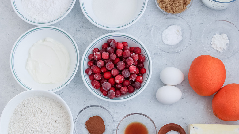 ingredients for cranberry muffins