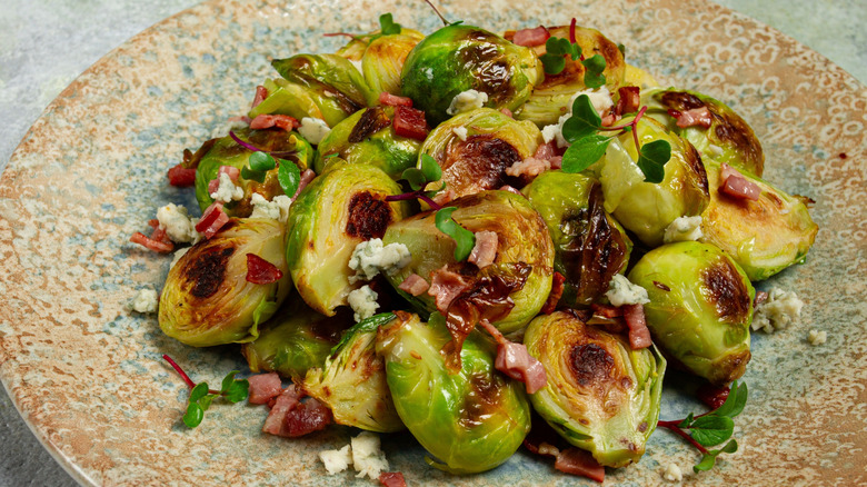plate of roasted brussels sprouts