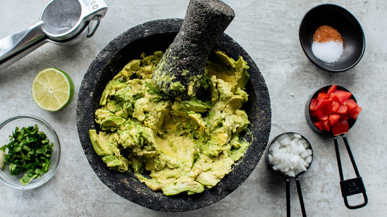 mashed avocados and guacamole ingredients