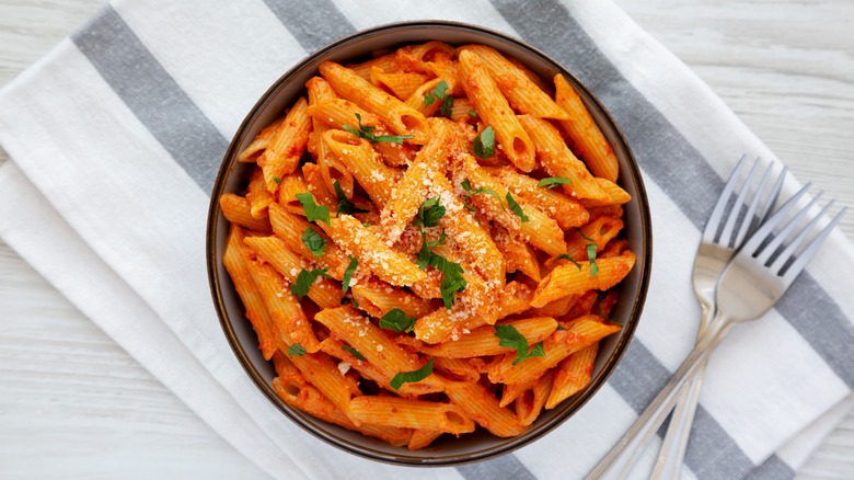 Penne pasta with parsley and parmesan