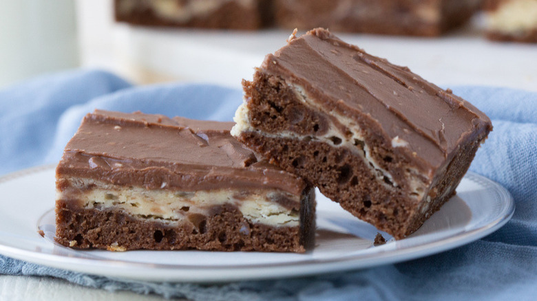 two brownies on plate