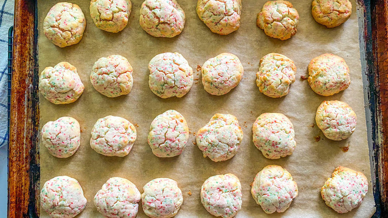 christmas cookies on baking sheet