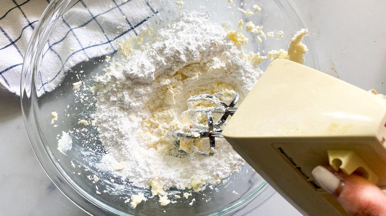 butter and sugar mixing