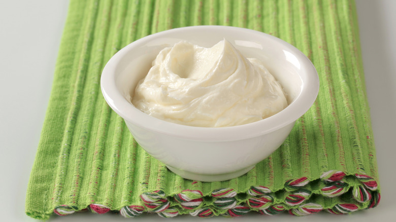Small bowl of cream cheese