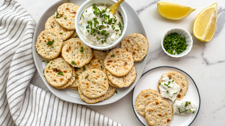 serving platter crackers dip