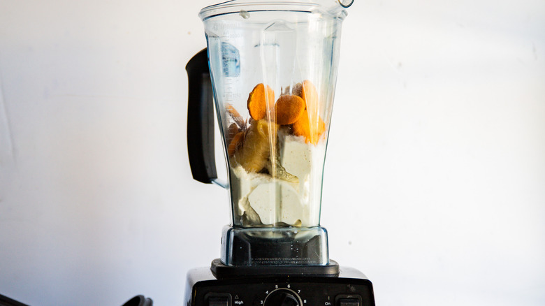 Cookies and ice cream in blender