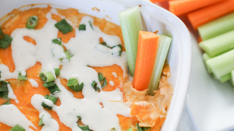 Buffalo chicken dip with dippers