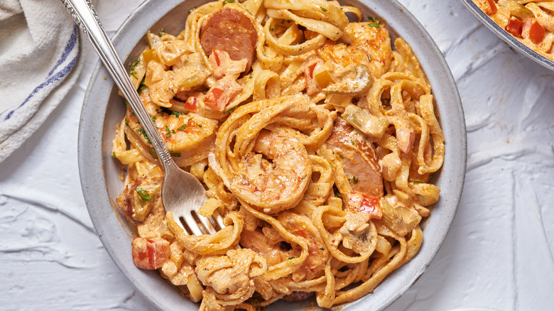 fettucine with shrimp and sausage