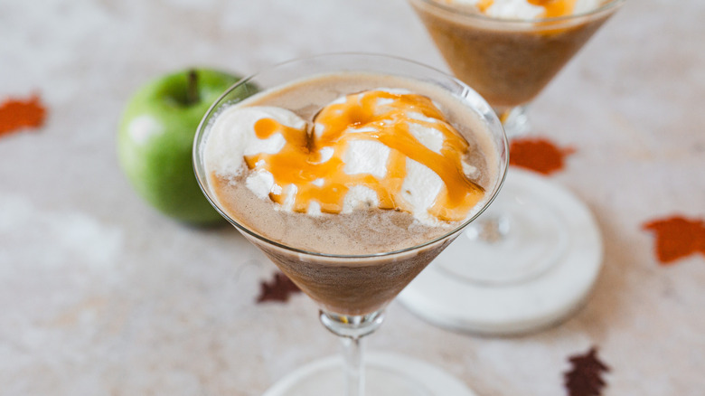 Two caramel martini glasses