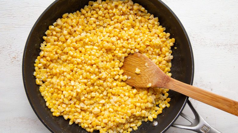 corn in pan