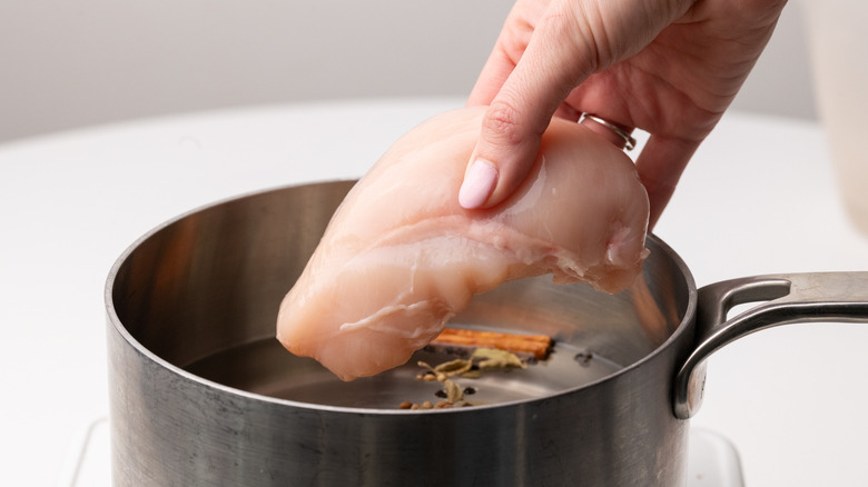 Poaching a chicken breast