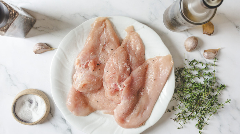 Chicken breasts on plate