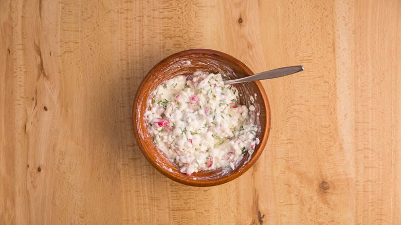 cottage cheese mixture in bowl