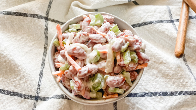 creamy kidney bean salad in bowl