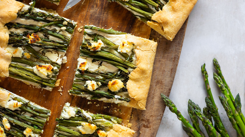 asparagus galette cut into squares