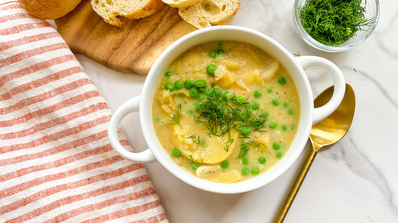 soup in white bowl