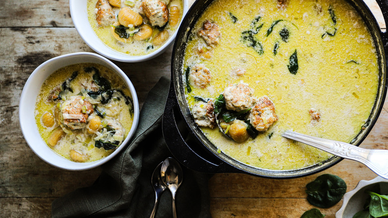 Bowl of creamy gnocchi soup