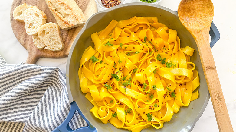 pasta in pan