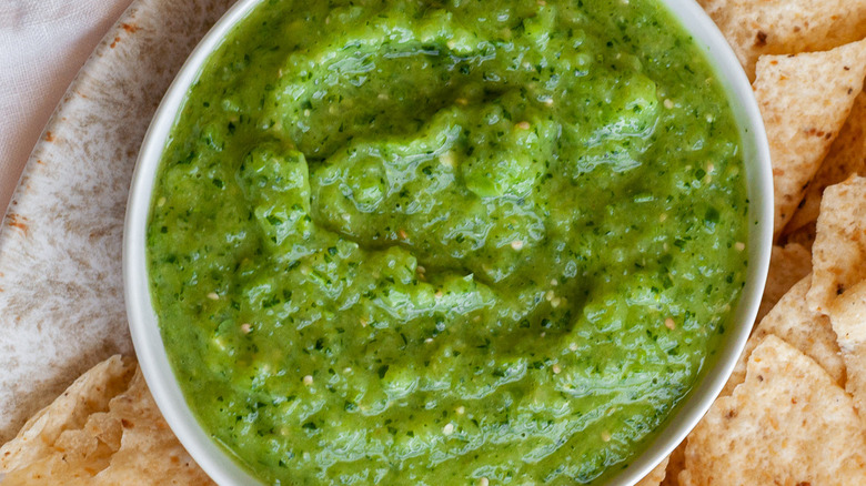 salsa verde in a bowl