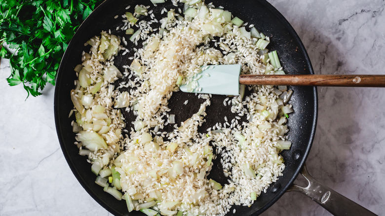 Rice in pan