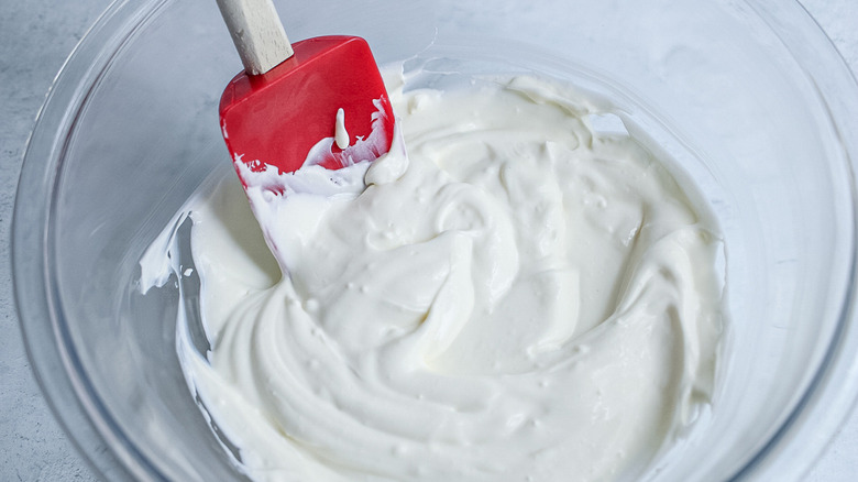 Mixed cream cheese and sour cream