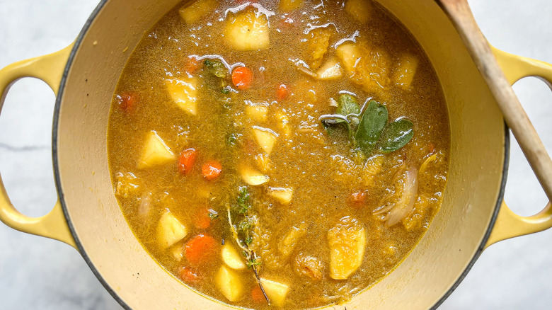 squash soup in pot