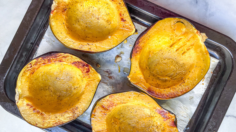 roasted acorn squash halves