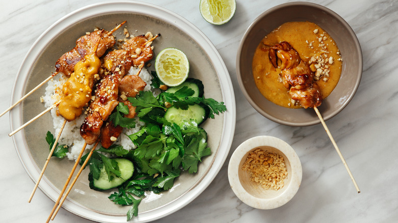 chicken satay and peanut sauce