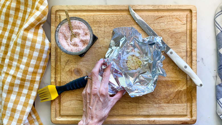 garlic bulb in foil