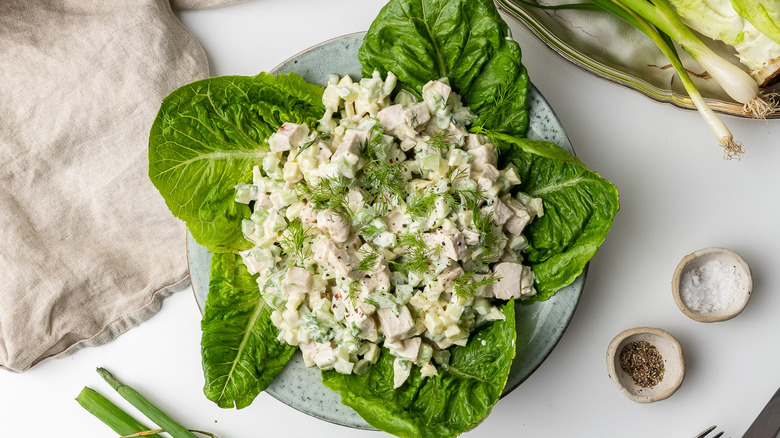 crisp and Creamy Chicken Salad in lettuce 