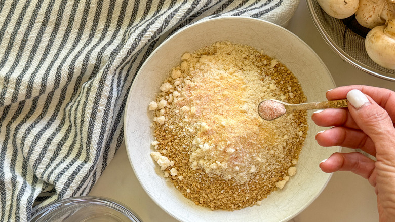 Breadcrumb mixture in bowl